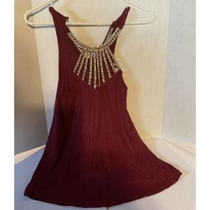 Crave Fame‎ Tank Top Size XS with Gold & Rhinestone Accent